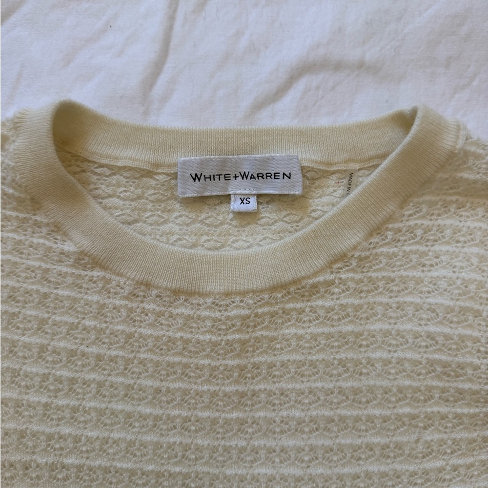 White + Warren Merino Wool Textured Cream Sweater xs - Picture 2 of 6